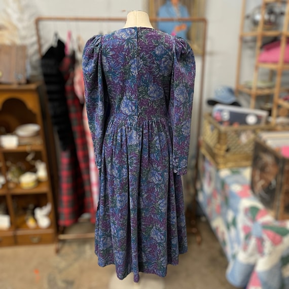 Laura Ashley 80s puff sleeve purple and blue floral c… Gem
