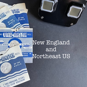Vintage View Master reels / New York NYC Brooklyn Coney Island United Nations Adirondacks Worlds Fair Lake George / hand lettered Sawyers