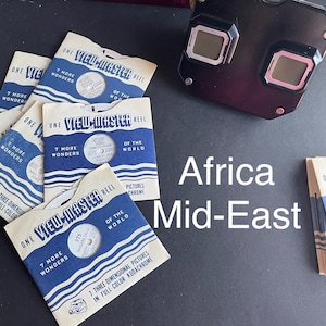 Vintage View Master reels / Middle East and Africa / Egypt Lebanon Palestine Israel Syria Jordan River Bethlehem Sawyers 40s 50s