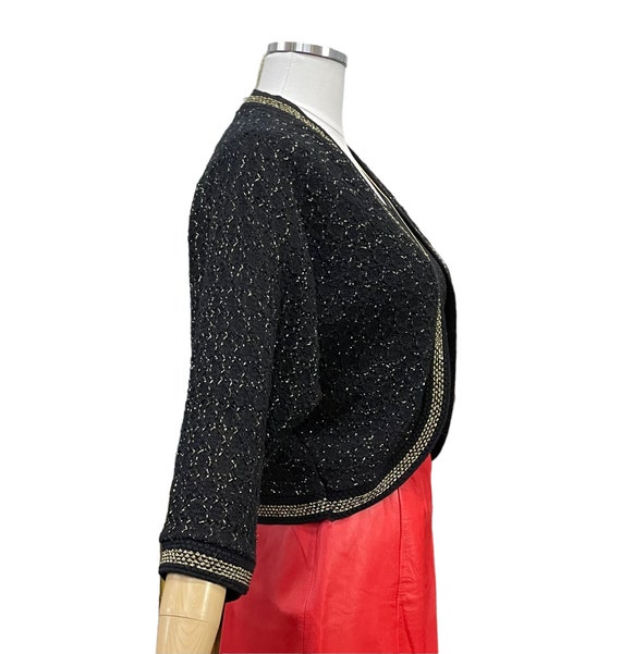 Vintage black and gold knit shrug cardigan sweate… - image 3