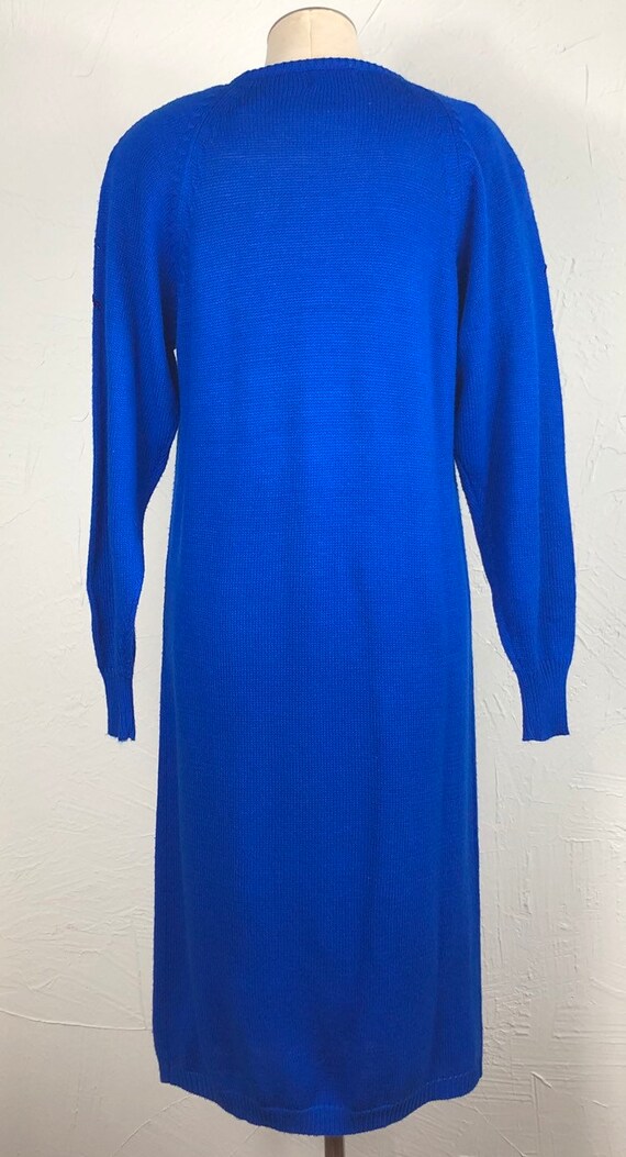 Vintage 80s 90s Blue Beaded Sweater Dress / Maxi … - image 5