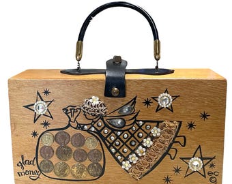 True Vintage 1960s Enid Collins of Texas Wood Box Purse