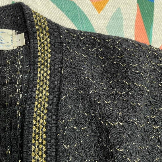 Vintage black and gold knit shrug cardigan sweate… - image 5