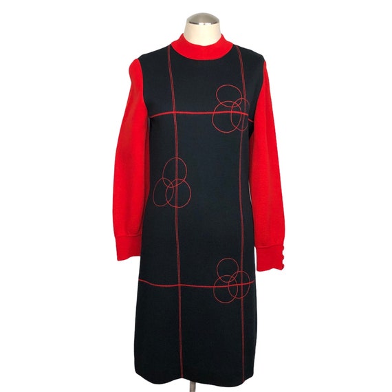 Vintage 60s mod black and red knit dress // bodyco