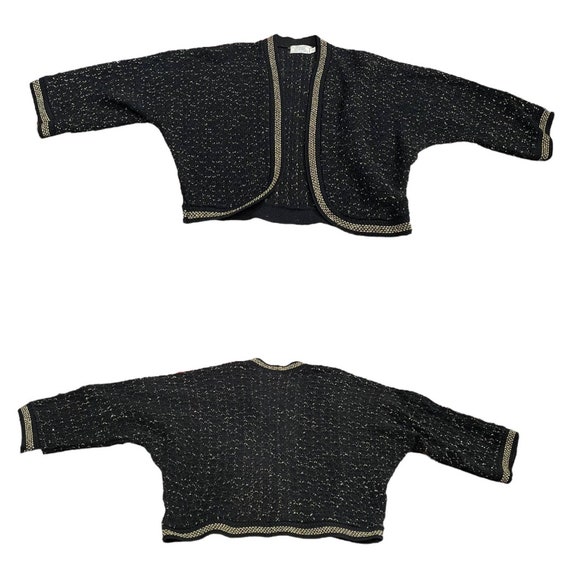 Vintage black and gold knit shrug cardigan sweate… - image 6