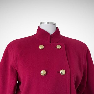 Vintage Yves Saint Laurent red wool coat with gold buttons / Rive Gauche 80s mod peacoat jacket / size 38 small medium / Belle de Jour image 8