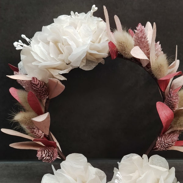 Headband Serre tête mariage bohème avec fleurs en papier pour un accessoire de cheveux unique et un souvenir durable