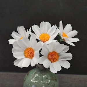 Fiori di carta margherita in carta crespa sullo stelo per una decorazione molto primaverile