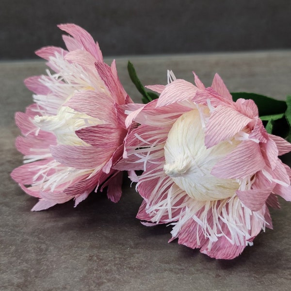 Fleur en papier crépon Protéa vendue à l'unité avec choix des couleurs pour une décoration exotique et romantique