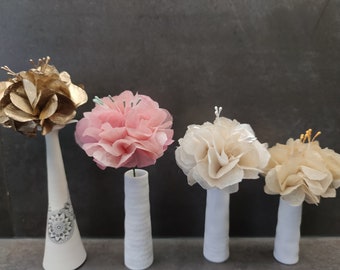 Fleur en papier upcycling pour décoration romantique vendue à l'unité sans vase