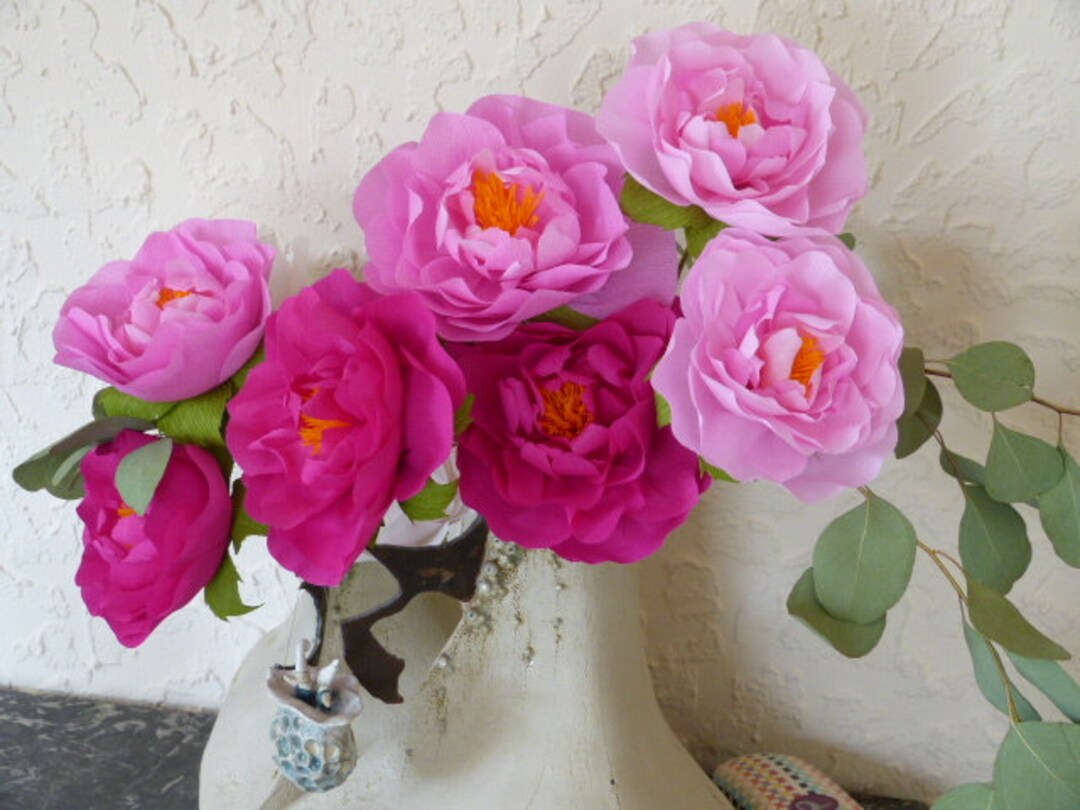 Peony Paper Flower Sold by the Stem for Lasting Romantic Decoration and
