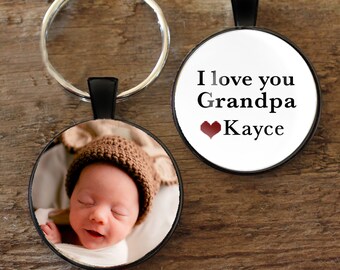 I love you grandpa Key chain, Gift for grandpa, Keychain for grandpa, Photo Keychain, Fatherr's Day,  Grandparent Day, papa Gift