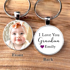 I love you grandma  Key chain, Gift for grandma, Keychain for grandma, Personalized Key chain, Mother's Day,  Photo Keychain, Grandparents