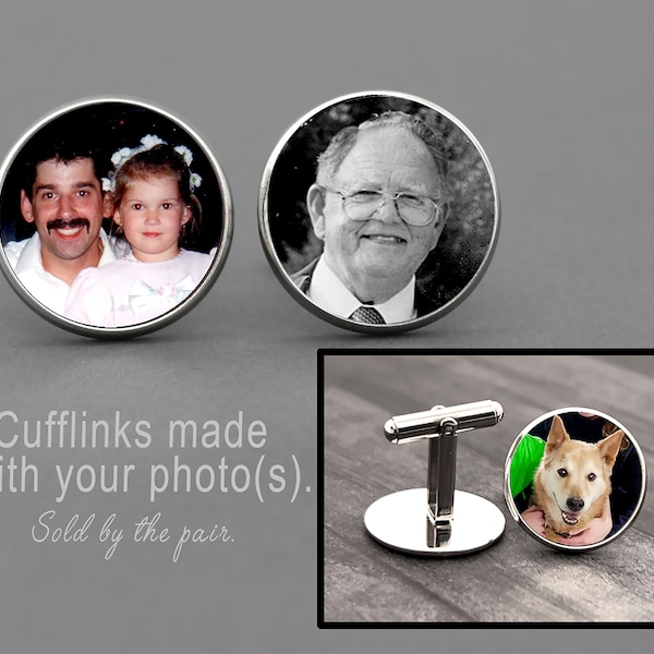 Groom Gift From Bride Picture Cufflinks, Custom Photo Cufflinks, Personalized Photo Groom Gift Cufflinks