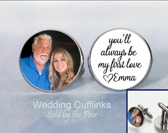 Wedding Cuff Links - gift for father-  Cufflinks Keepsake, Custom Photo, Made to Order