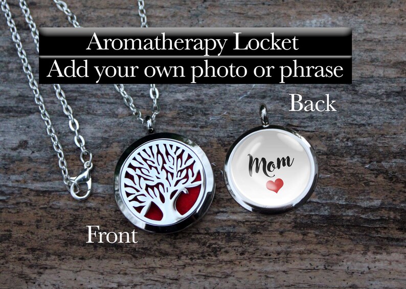Scent Pad Tree of Life Pendant Aromatherapy Pendant Photo Pendant Stainless Steel With custom photo Aromatherapy Necklace