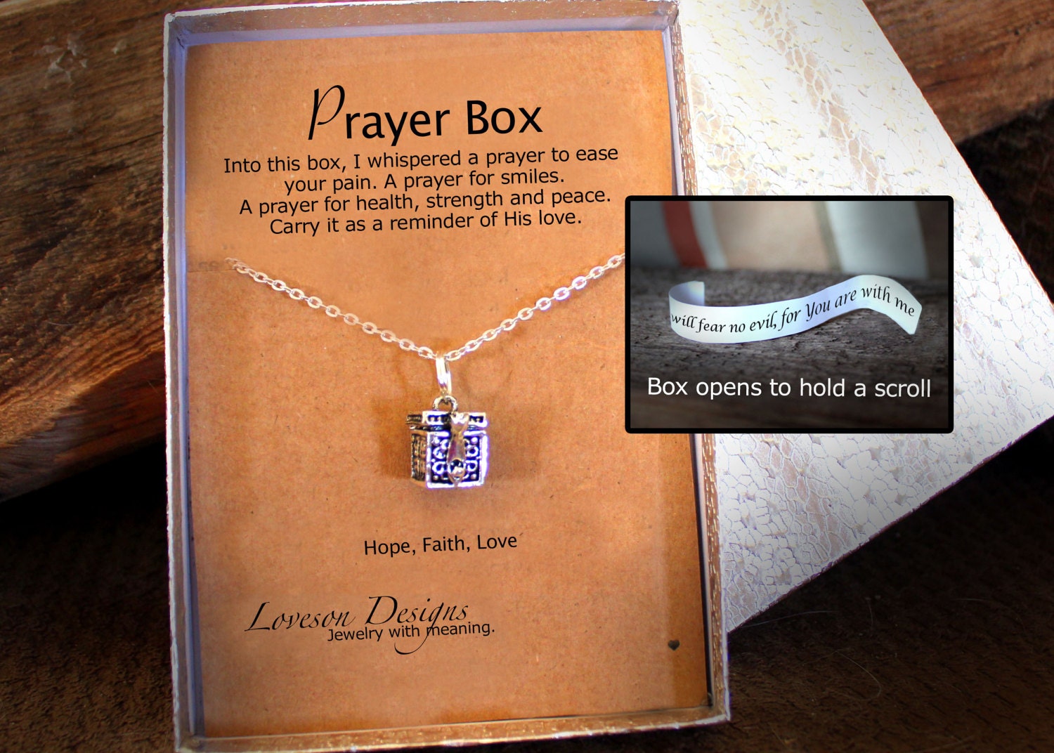 Christian Prayer Box Necklace with Antiqued Pewter Charm Etsy