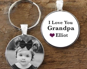 Personalized Photo Keychain: I Love You Grandpa Gift