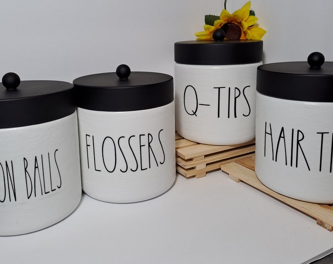 LARGE Bathroom Storage Jars Set of 4 Farmhouse Containers Decor