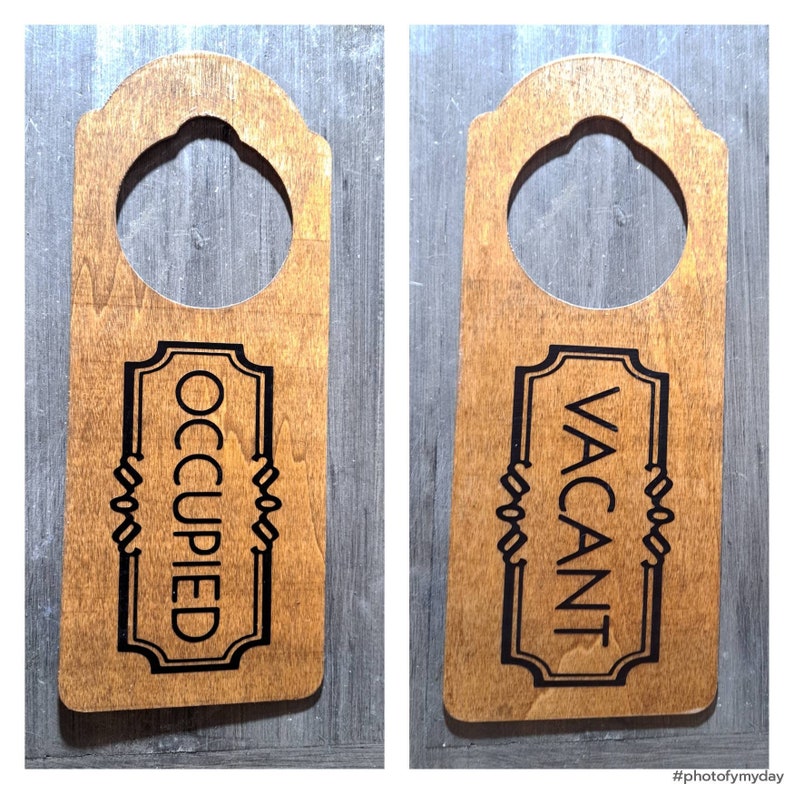 Bathroom Doorknob Door Hanger Sign Vacant Occupied Hand Etsy