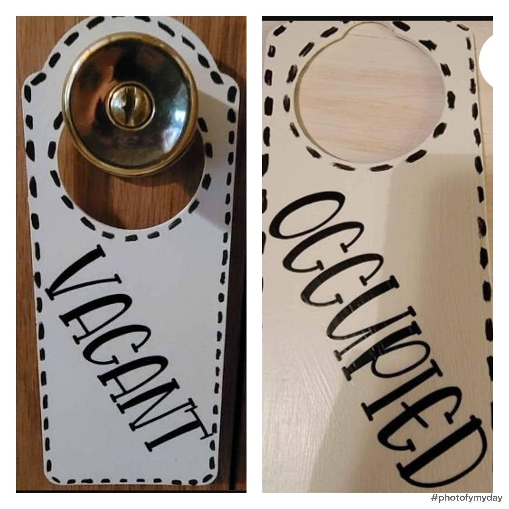 Door Hanger Bathroom Doorknob Sign Vacant Occupied Hand Designed - Etsy