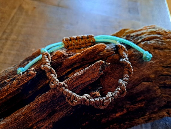 Bracelet Paracord Macrame Woven Twisted Knot Micro-cord Paracord Bracelet  Button or Adjustable 