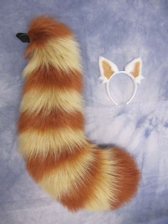 Retsuko Red Panda Tail and Ears Cosplay Set Made Order - Sweden