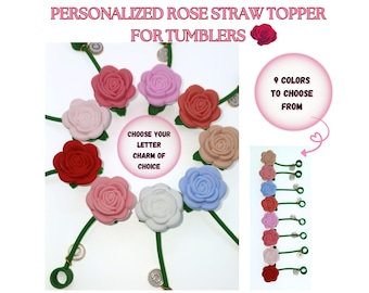 Personalized Rose Straw Topper, Reusable Silicone Cover for 30-40oz Tumblers, Brumate Topper Accessories