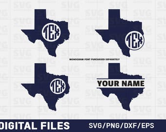 Texas SVG Monogram Frames, Texas Silhouette SVG Cutting Files