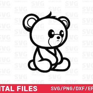 Teddy Bear Outline SVG, Silhouette Cut Files, Cricut Files, Clipart, Printable