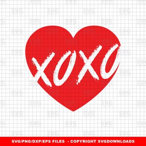 XOXO Herz Valentinstag SVG, PNG, Digital Cut Dateien und Clipart