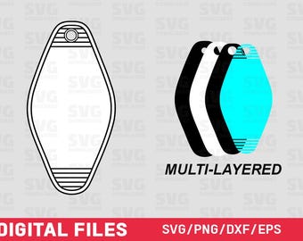 Motel Keychain Template SVG, Silhouette Cut Files, Cricut Files, Clipart, Printable