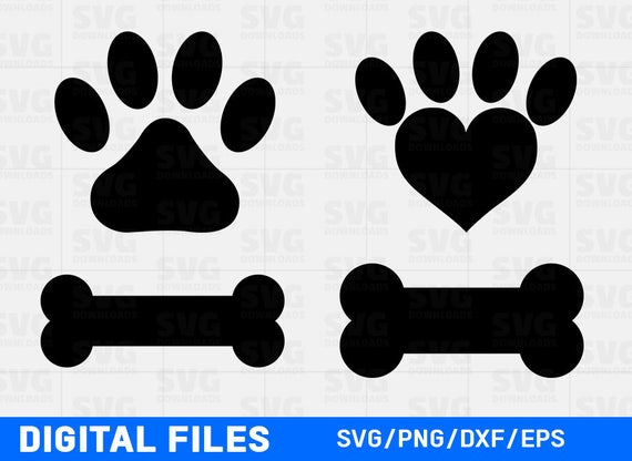 Download Dog Paw Print Svg Cut Files Dog Paw Svg Files Dog Bone Svg Etsy PSD Mockup Templates