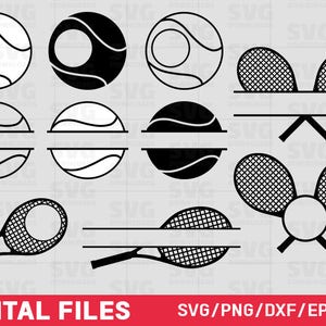 Tennis Ball and Racket Monogram Frames | Tennis SVG Cut Files