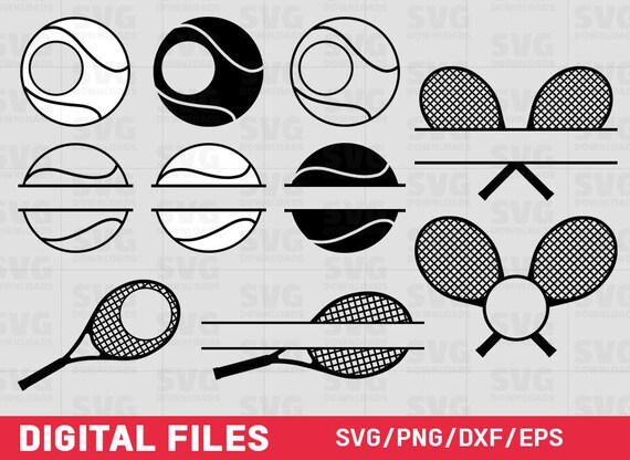 Tennis Ball And Racket Monogram Frames Tennis Svg Cut Files Etsy