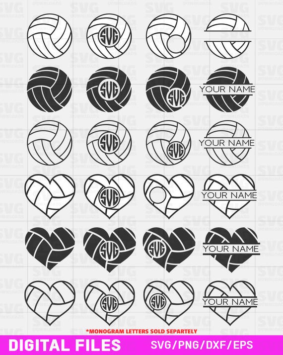 Download Volleyball Svg Cut Files Bundle Monogram Frames Svg Etsy