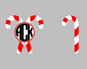 Candy Cane SVG Monogram Frame | Holiday Graphics and Decor
