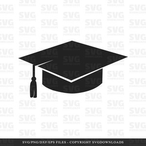 May include: Black silhouette of a graduation cap with a tassel. The cap is a common symbol of academic achievement.
