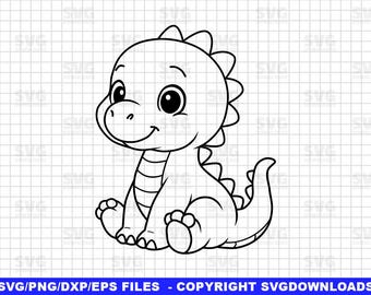 Cute Baby Dinosaur SVG, Silhouette Cut Files, Cricut Files, Clipart, Printable