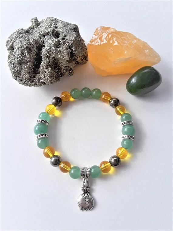 Money Attracting Charm Bracelet Crystal Jewelry Reiki Etsy