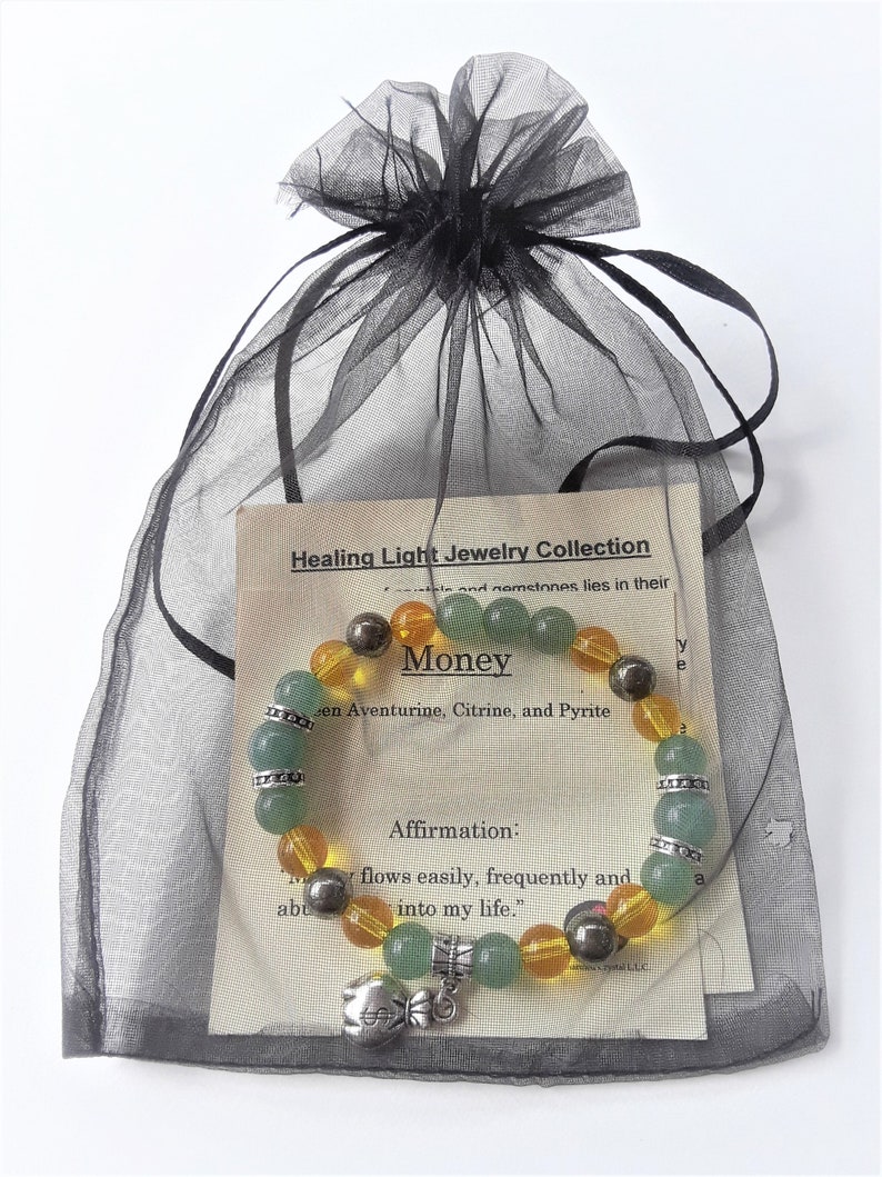 Money Attracting Charm Bracelet Crystal Jewelry Intention Etsy