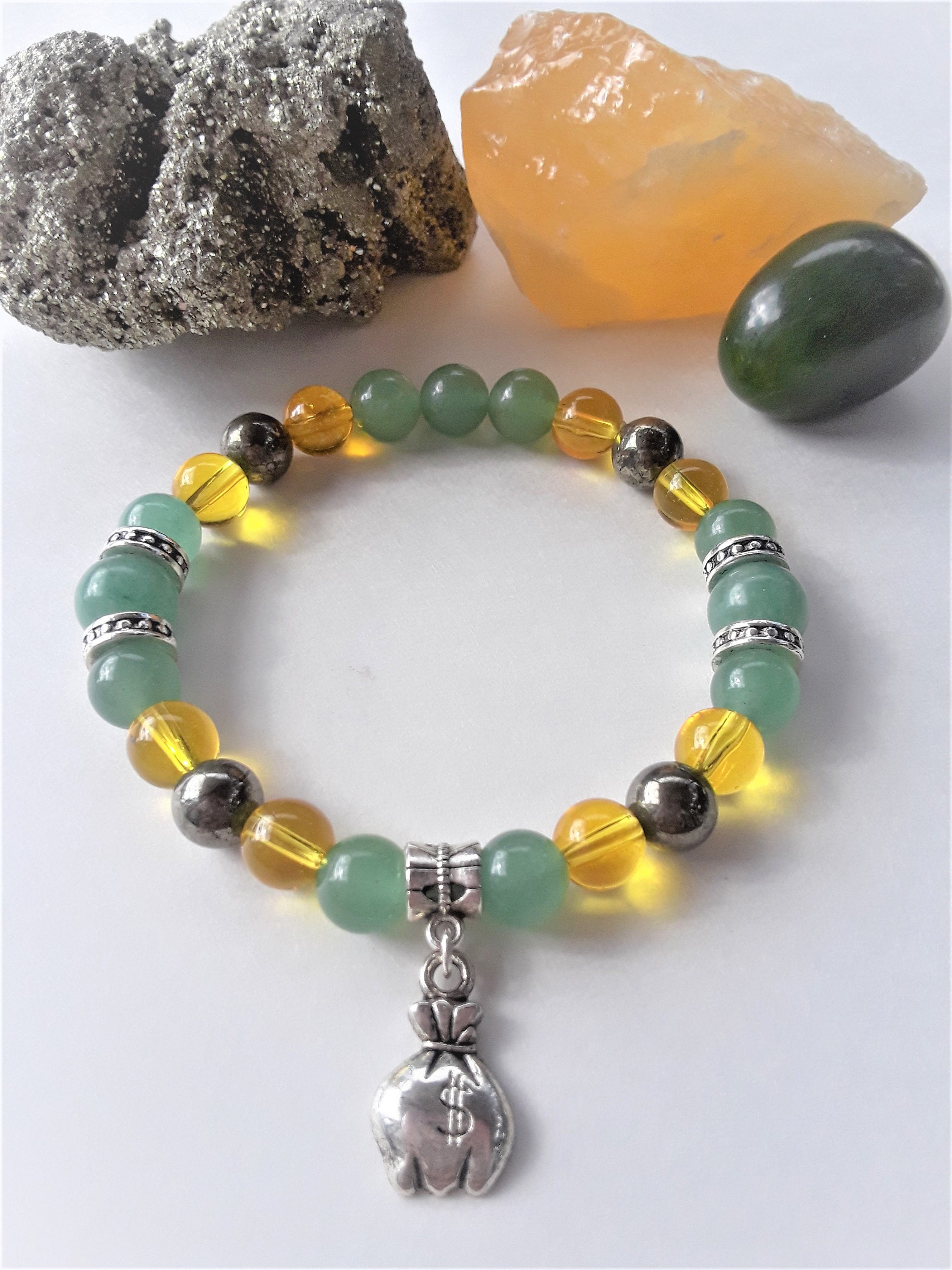Money Attracting Charm Bracelet Crystal Jewelry Intention Etsy