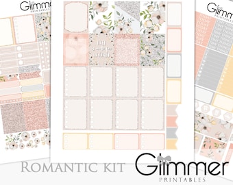 Romantic Kit (3 sheet Printable) for EC Vertical Planner