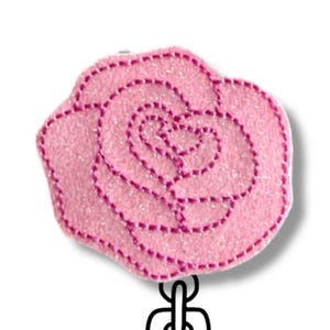 Pink Rose Badge Reel: Nurse ID Accessory