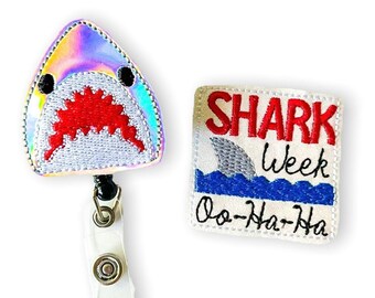 Shark Badge Reel Beach Ocean Lover Cute Predator Retractable RN ID Holder Marine Biology Shark Week Summer Nurse Teacher Gift Idea