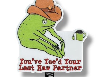 Funny Frog Cowboy Badge Reel - Retractable ID Holder - Nurse Gift
