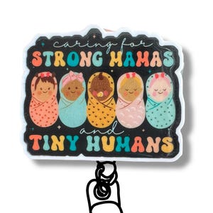 Tiny Humans Badge Reel, Cute Nurse Gift, Retractable ID Holder, NICU & Labor and Delivery Badge Accessory for Healthcare Workers