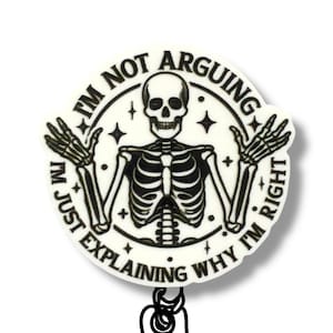 Skeleton Badge Reel, Funny Nurse Badge Holder, Retractable ID Badge, Medical ID Accessory, Cute Gift Idea