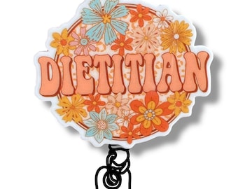 Dietitian Badge Reel: Floral ID Holder, RD Gift