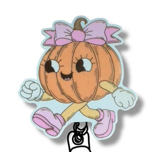 Girly Pumpkin Badge, Cute Fall Accessory, Kawaii Charm for Halloween, Sweet Badge for Girls